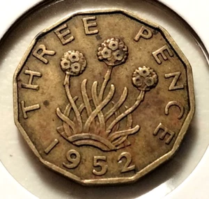 1952 GREAT BRITAIN 3 PENCE Coin -KM#873-  Combined Shipping - (INV#5917) - Picture 1 of 4