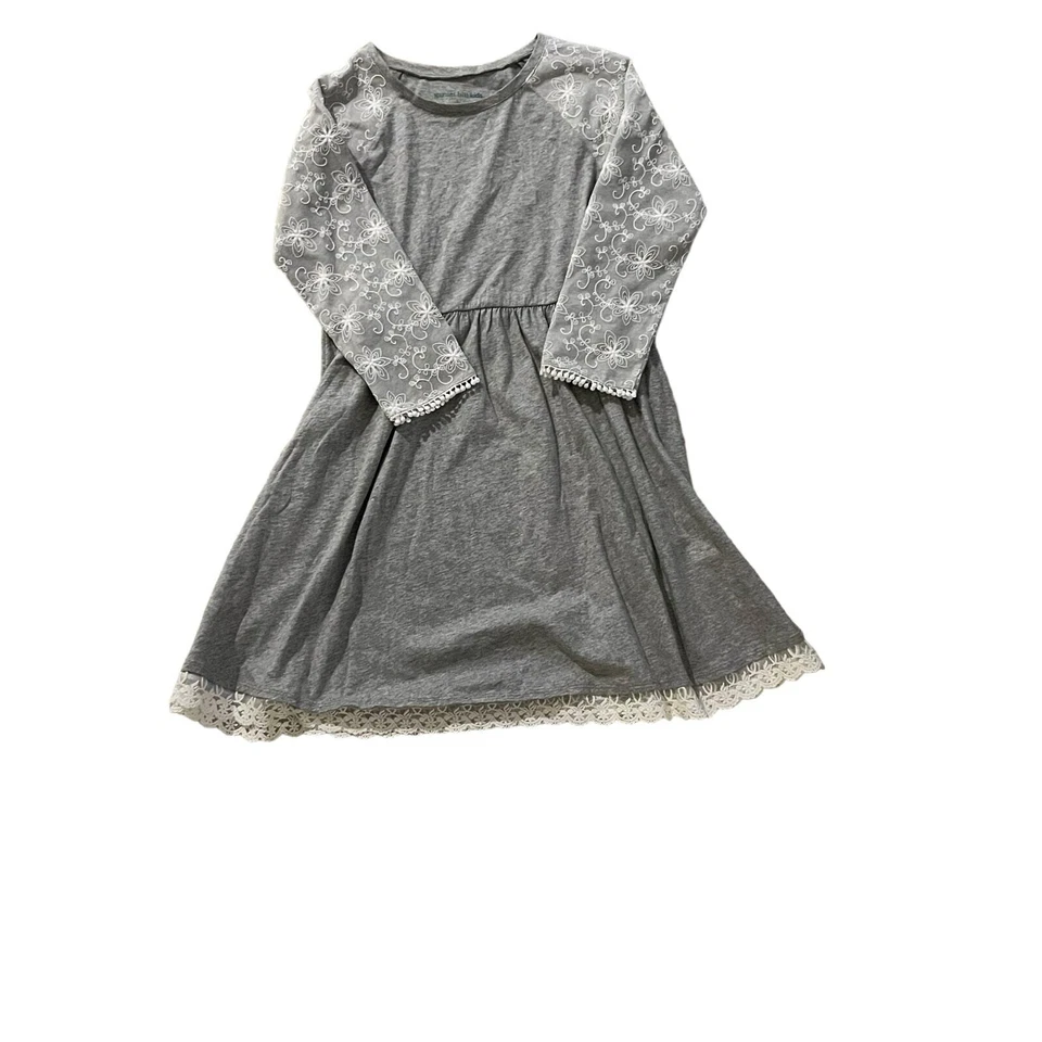 Vestido gris con detalles de encaje Garnet Hill para niños - talla L Foto 1 de 4
