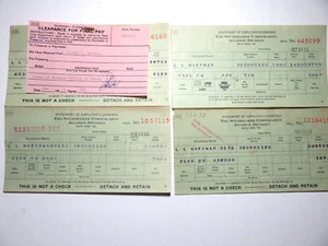 Group of 4 Studebaker South Bend Wartime Check Stubs - Picture 1 of 12