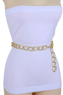 Damen Showgirl Biker Mode Gold Metall Kette Texturiert Links Urban Gürtel M L XL - Bild 1 von 4