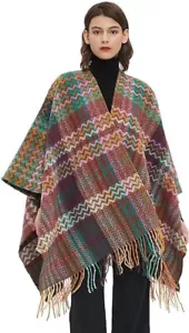 Poncho donna in morbido acrilico motivo Navajo nativi americani - Foto 1 di 6