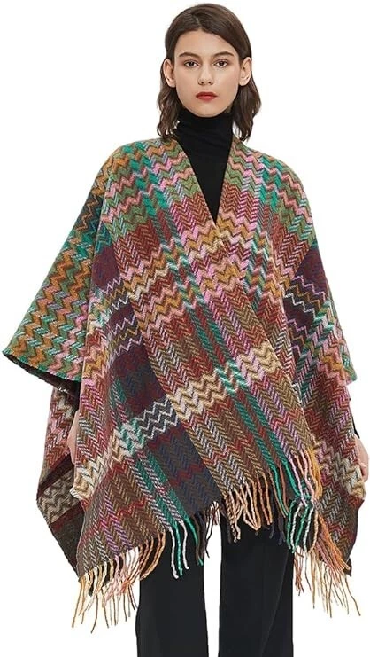 KGM New Native American Navajo design shawl poncho Women's Knitted Sweater