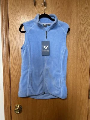 White Sierra Womens Large Top Vest Blue Fleece Sleeveless Pockets Zip See Desc - Image 1 of 4