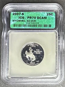 2007-S Silver Proof Wyoming Quarter ICG PR-70 DCAM, Buy 3 Items, Get $5 Off!! - Picture 1 of 2