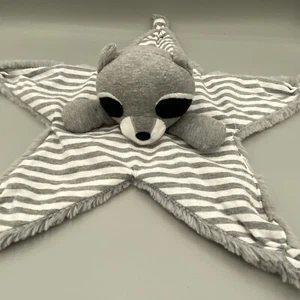 Cloud Island Raccoon Star Stripe Baby Security Blanket knotted corners - Picture 1 of 3