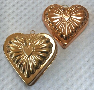 Moldes Metal Cobre Color Forma Corazón De Colección 1 Marcado Hecho en Corea Lote de 2  Foto 1 de 4