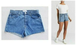 CURRENT ELLIOTT cute cutoff ultra high-waist fringe denim shorts nwt$206 us-8 29 - Picture 1 of 11