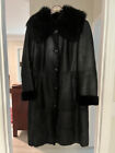 Brooks Brothers Quality Genuine Black Shearling Coat size 8 natural Fox collar