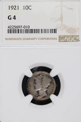 1921 Mercury Silver Dime NGC G4 *DoubleJCoins* 2100-27 - Image 1 of 2