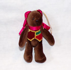 5" VTG Miniature Jointed Teddy Bear in Vest Christmas Ornament Stuffed Animal