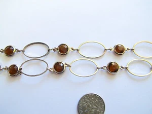 Antike Silber Akzent Kette / braune Perlen Lünette Stecker / zu Fuß verkauft - Bild 1 von 4