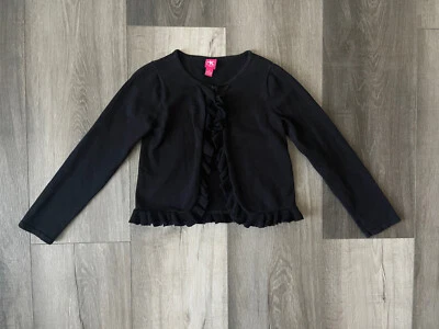 J. Khaki Girl's Black Cardigan Size Medium One-button Ruffle - Image 1 of 4