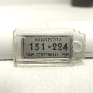 RARE VTG Disabled Veterans Mini License Plate Key Chain Ring Tag MINNESOTA 1949 - Picture 1 of 2