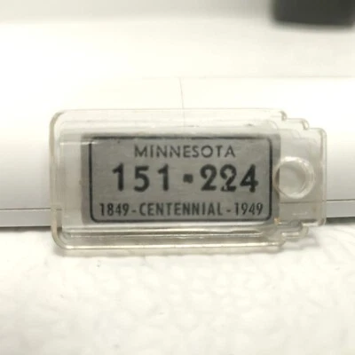 RARE VTG Disabled Veterans Mini License Plate Key Chain Ring Tag MINNESOTA 1949 - Image 1 of 2