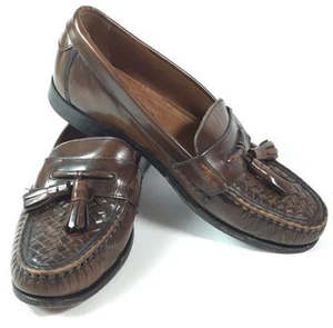 Bass Kiltie Quaste Herren elegante Schuhe Halbschuhe geflochtenes braunes Leder Größe 8D - SCHÖN! - Bild 1 von 12