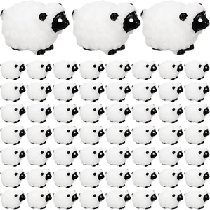 100 Mini White Sheep Figurines - Cute Miniature Resin Sheep Ornaments for Indoor - Picture 1 of 12