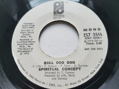 SPIRITUAL CONCEPT - Bull Doo Doo 1974 FUNK PROMO Mono / Stereo mixes 7"  - Image 1 of 2