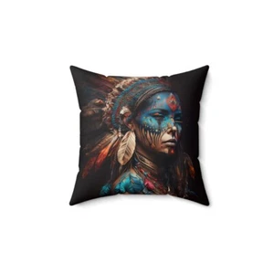 Spun Polyester Square Pillow asian indian beauty - Picture 1 of 4
