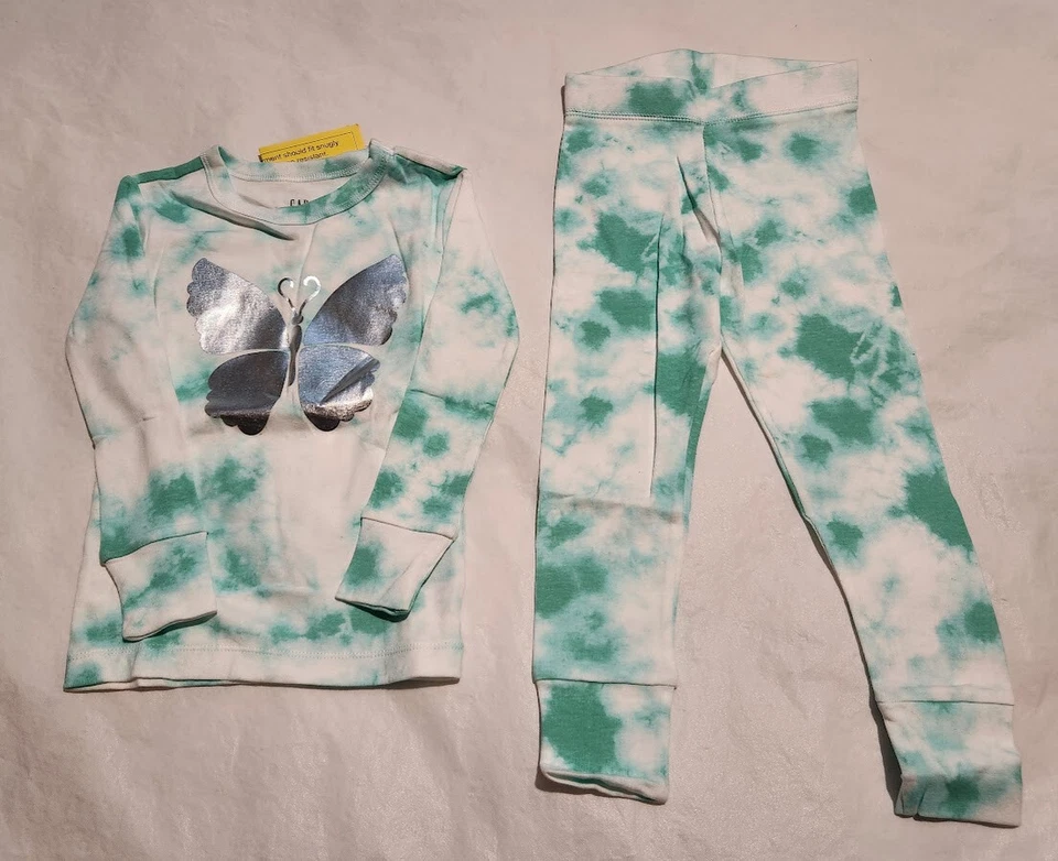 NWT Gap Kids Butterfly Tie Dye Pajamas PJs 2PC 4 Girls - Image 1 of 1