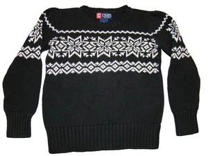 Chaps Boys Size 6 Black White Snowflake Sweater - Picture 1 of 3