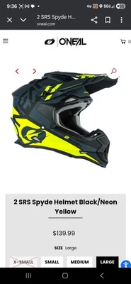 Casco Grande O'Neal Serie 2 Spyde 2SRS Negro/Hi-Viz Motocross/ATV/Dirt Bike Foto 1 de 4
