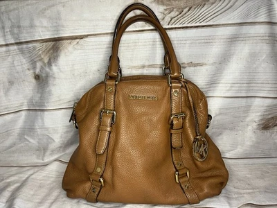 Michael Kors Bedford Belted Brown Pebbled Leather Satchel Bag Handbag Box Q - Image 1 of 4