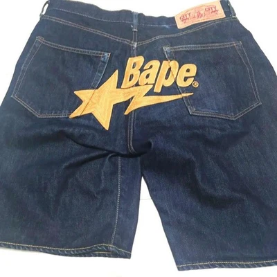 USED FINAL SALE BAPE DENIM SHORTS GOOD - Image 1 of 4