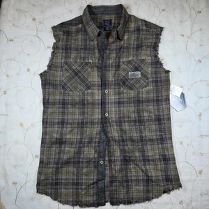 Camisa con botones de motociclista sin mangas Meduim Black Jack nueva con etiquetas - Imagen 1 de 9