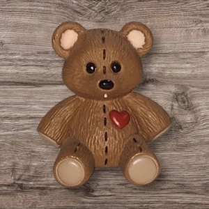 1.5"T Hallmark Valentine Merry Miniatures Stitched Teddy Bear Dated 1989 Used - Picture 1 of 9