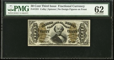 PMG UNC 62. FR# 1331 Fractional 1864 Union Currency 50c Civil War Third Issue - Image 1 of 4