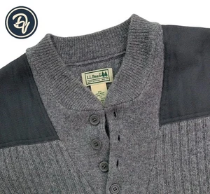 Mens Small LL Bean Light Grey 100 % Merino Wool Henley Front Commando Sweater - Picture 1 of 9