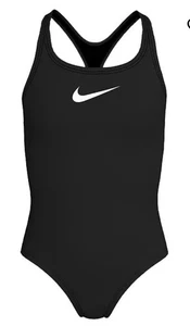 Nike Girls Nessa Black Racer Back One-Piece Swim Bathing Suit Size L 12-13 Yrs  - Picture 1 of 9