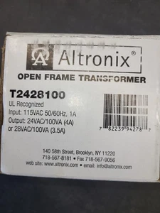 Altronix T2428100 Open Frame Transformer 24VAC 100VA 4A - New - Picture 1 of 2