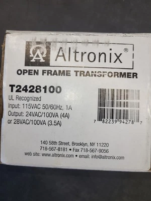 Altronix T2428100 Open Frame Transformer 24VAC 100VA 4A - New - Image 1 of 2