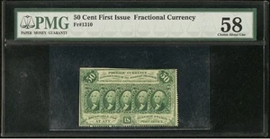 FR# 1310 Fractional 1862 Union Currency 50c, Civil War FIRST Issue, PMG ChAU 58 - Picture 1 of 5