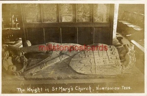 REAL PHOTO POSTCARD KNIGHT IN ST MARYS CHURCH NORTON-ON-TEES, CO DURHAM SINCLAIR - Picture 1 of 2