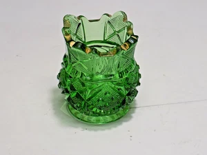 McKee Bros SUNBEAM Green EAPG Gilded Rim Toothpick Holder - Picture 1 of 8