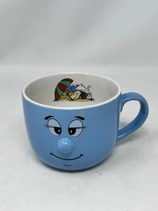 Vintage Funny Face 3D Face Coffee Oversized Cup/Mug Blue Beach Scene Inside - Picture 1 of 6