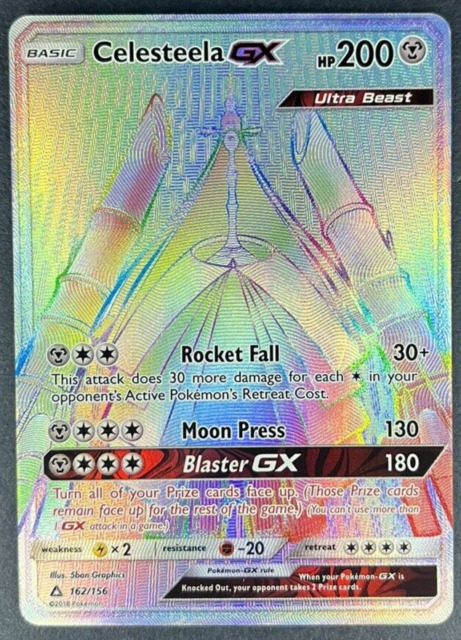 Pokemon TCG Celesteela GX 162/156 Ultra Prism Rainbow Secret Rare NM