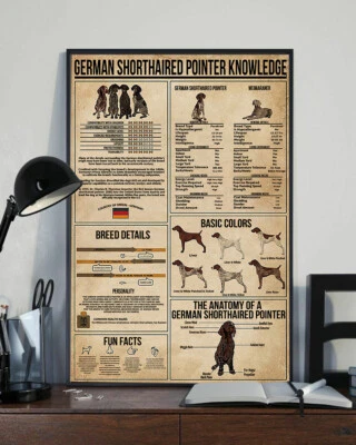 German Shorthaired Pointer Knowledge Home Decor Wall Art Dog Poster