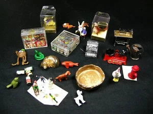 Vintage Lot Dollhouse Miniatures Wee Woolies Food Animals Family and More NOS - Picture 1 of 5