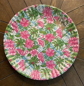 Tommy Bahama Melamine Platter Flamingo Pink Green Light Blue Summer 16” New - Picture 1 of 4