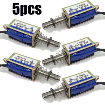 5Pcs Micro DC Solenoid Valve Electromagnet DC 12V Spring Push-Pull Through Type - Image 1 of 4