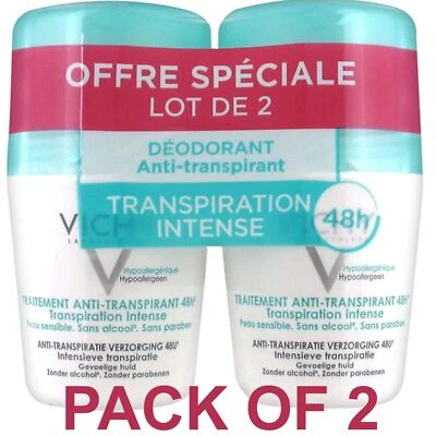 2 PIEZAS Vichy 48H Desodorante Intensivo Antitranspirante Roll-on Sin Fragancia Foto 1 de 4