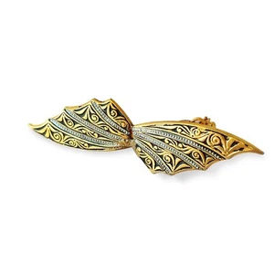Pinza de pelo vintage Toledoware estilo Art Nouveau España tono dorado 2,5 x,5" - Imagen 1 de 9