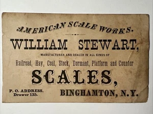 Binghamton NY AMERICAN SCALE WORKS antike Visitenkarte William Stewart - Bild 1 von 20