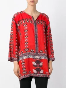 ISABEL MARANT "Sofia" Voile-Tunika mit Kacheldruck, rot Größe 1, + 685 $ - Bild 1 von 12