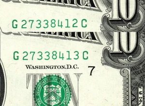 2 Consec $10 1969B CU Federal Reserve Note Ten Dollar Series G CHICAGO GEM UNC - Picture 1 of 4