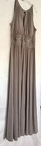 Dressbarn Formal Gown Long Taupe Size 14W Pre-Owned - Picture 1 of 11