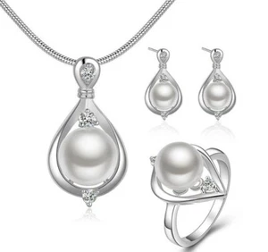 SILVER 925 FOUR PIECES WOMEN JEWERLY SET WITH CHAIN BRAND NEW STERLING SILVER  - Picture 1 of 7